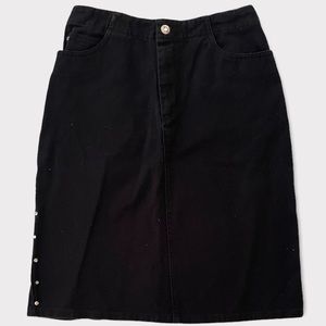 Faded Glory Women's Black Denim Studded Side Jean Pencil Skirt Size 6
